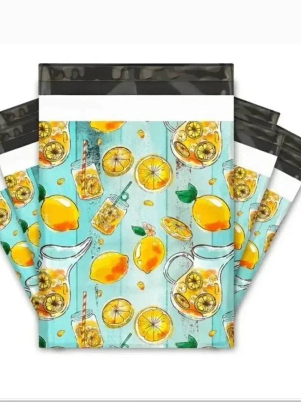 20 Pack 10x13 Lemon Poly Mailers | 10 Floral Lemon + 10 Lemonade Print